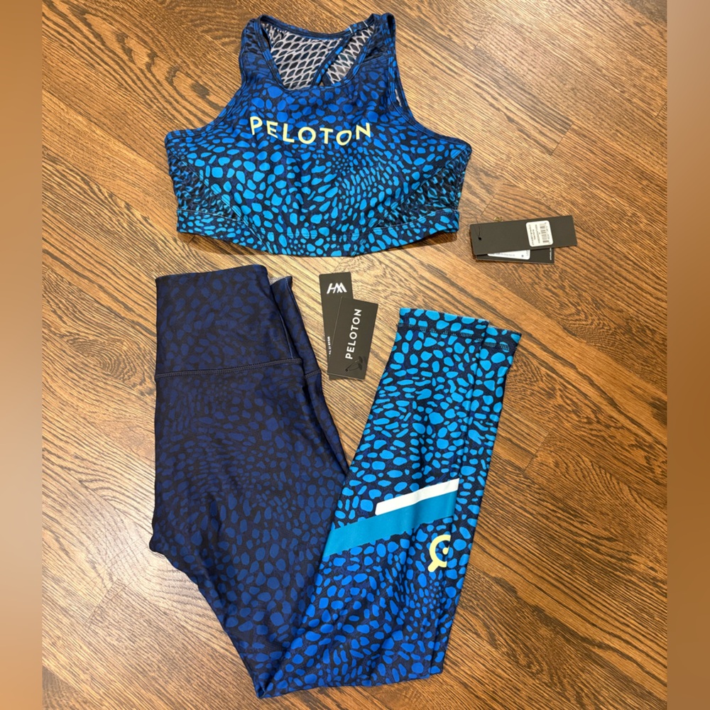 Peloton Blue and Black Activewear Set